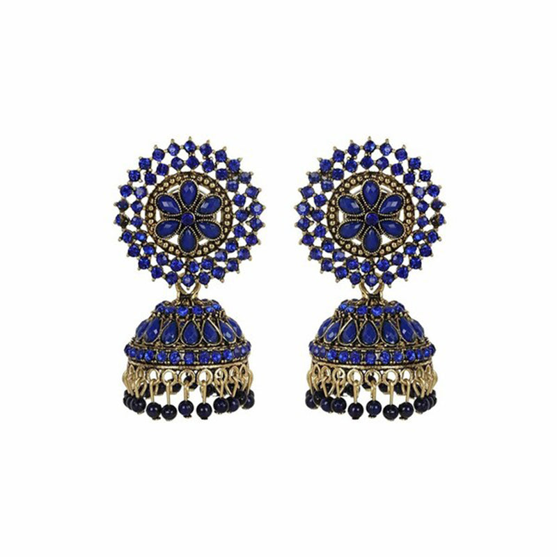 Subhag Alankar Dark Blue Attractive Kundan earrings For Girls and Women