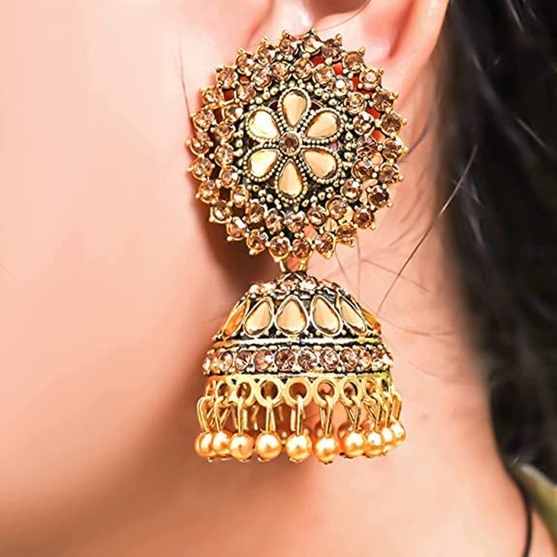 Subhag Alankar Golden Attractive Kundan earrings For Girls and Women