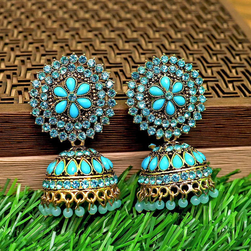 Subhag Alankar Light Blue Attractive Kundan earrings For Girls and Women