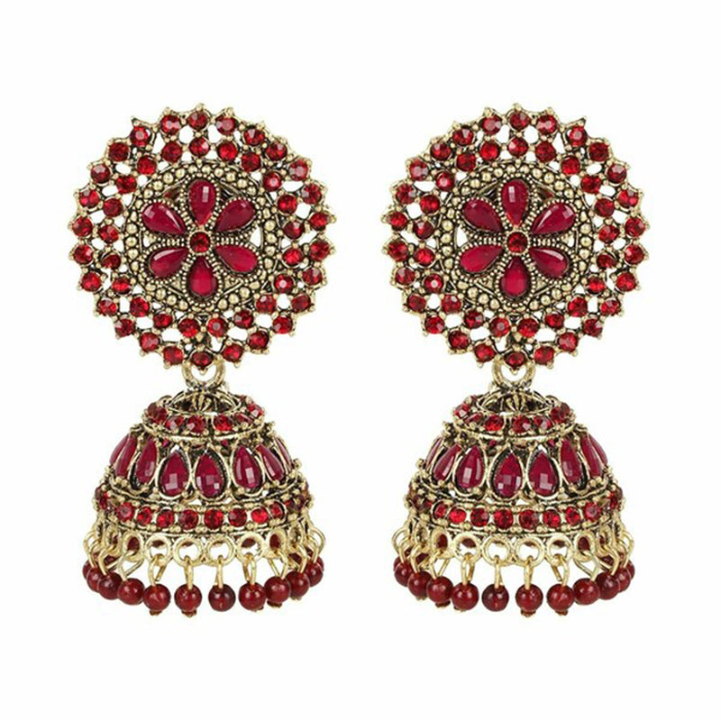 Subhag Alankar Maroon Attractive Kundan earrings For Girls and Women