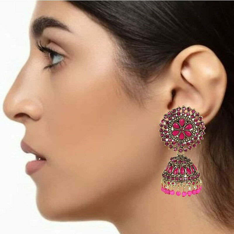 Subhag Alankar Pink Attractive Kundan earrings For Girls and Women