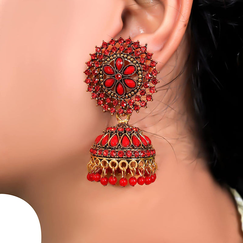Subhag Alankar Red Attractive Kundan earrings For Girls and Women