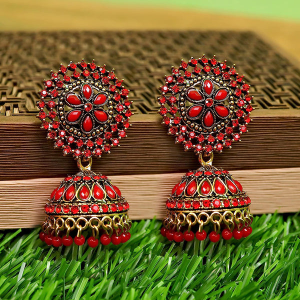 Subhag Alankar Red Attractive Kundan earrings For Girls and Women