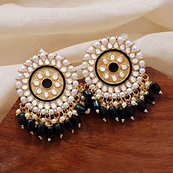 Subhag Alankar Black Attractive Party Earrings Moti Tops Artificial Alloy Stud Earring