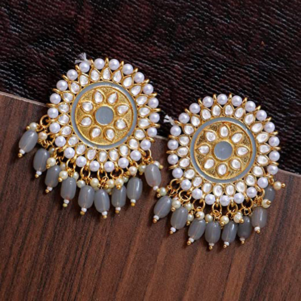 Subhag Alankar Grey Attractive Party Earrings Moti Tops Artificial Alloy Stud Earring