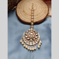 Arham Gold Plated Polki Kundan And Pearl Beads Maangtikka 