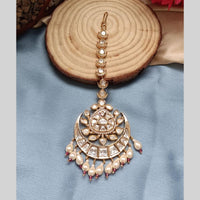 Arham Gold Plated Polki Kundan And Pearl Beads Maangtikka