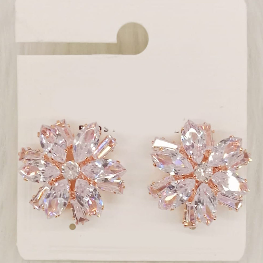 Dhwani Silver Plated Trendy Sparkle American Diamond Stud Earrings (Pack of 12)
