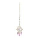 Etnico Gold Plated Traditional Kundan & Pearl Maang Tikka For Women (T2167Pu)