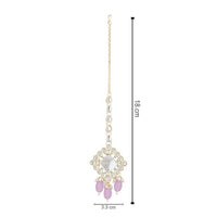 Etnico Gold Plated Traditional Kundan & Pearl Maang Tikka For Women (T2167Pu)
