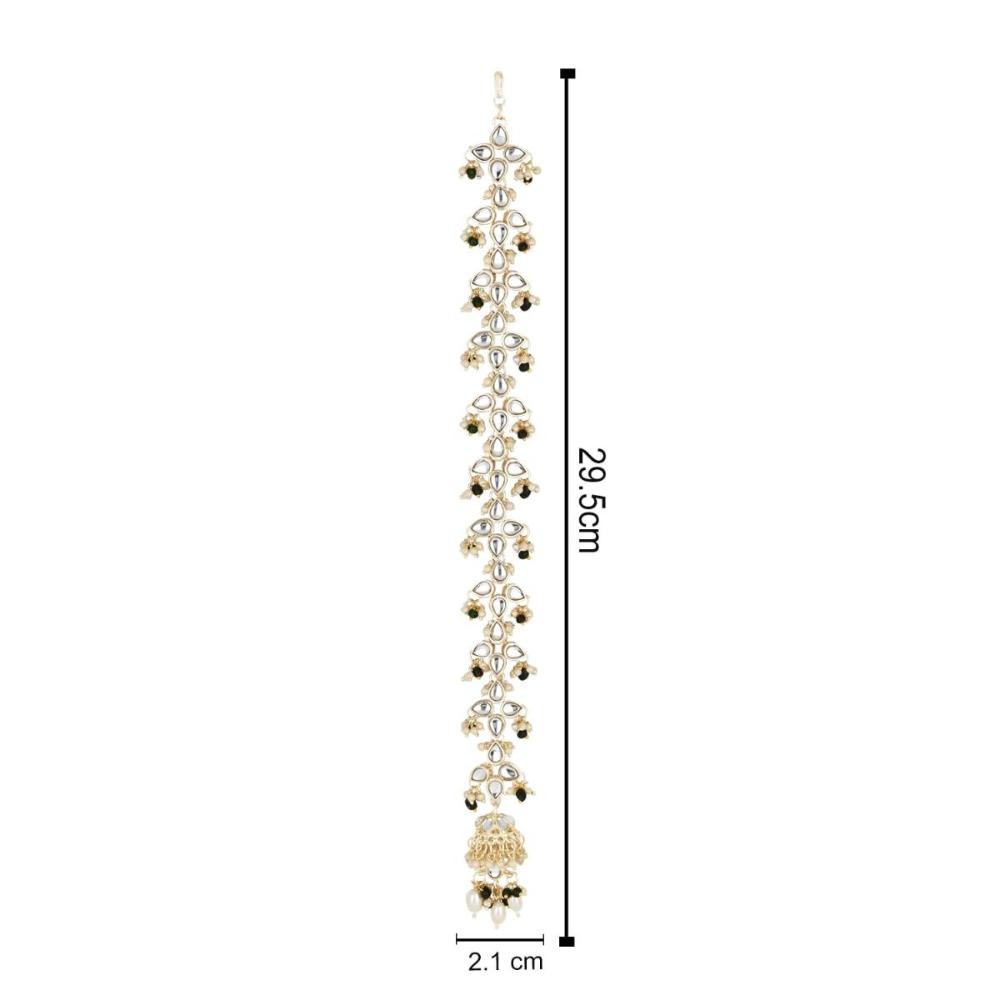 Etnico Gold Plated Traditional Kundan & Pearl Paranda/Hair Braid Pin Choti For Bridal Perfect for Wedding (T2172G)