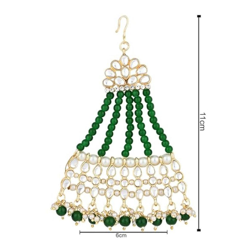 Etnico Gold Plated Mughal Beautiful Kundan & Pearl Jhumar Passa/Jhoomar For Women (T2178G)