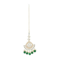 Etnico Gold Plated Traditional Kundan & Pearl Maang Tikka for Women (T3015G)