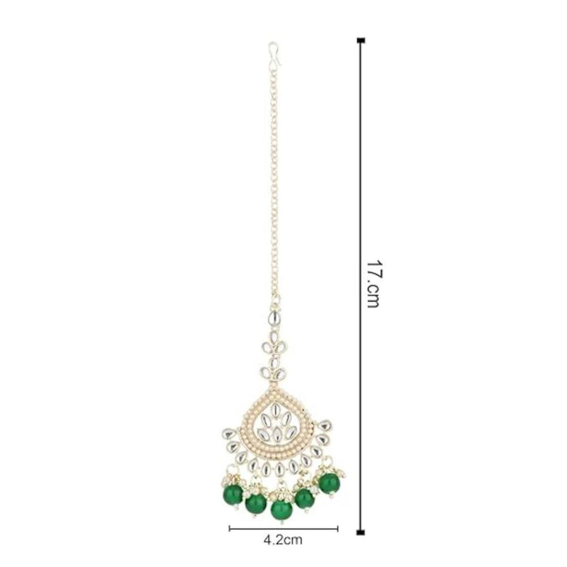 Etnico Gold Plated Traditional Kundan & Pearl Maang Tikka for Women (T3015G)