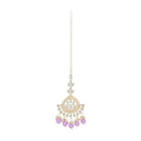 Etnico Gold Plated Traditional Kundan & Pearl Maang Tikka for Women (T3015Pu)