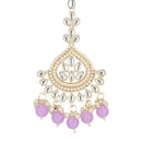 Etnico Gold Plated Traditional Kundan & Pearl Maang Tikka for Women (T3015Pu)