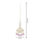 Etnico Gold Plated Traditional Kundan & Pearl Maang Tikka for Women (T3015Pu)