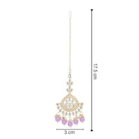 Etnico Gold Plated Traditional Kundan & Pearl Maang Tikka for Women (T3015Pu)