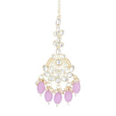 Etnico Gold Plated Traditional Kundan & Pearl Maang Tikka For Women (T3020Pu)