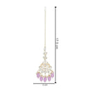 Etnico Gold Plated Traditional Kundan & Pearl Maang Tikka For Women (T3020Pu)