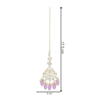 Etnico Gold Plated Traditional Kundan & Pearl Maang Tikka For Women (T3020Pu)