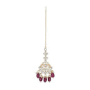 Etnico Gold Plated Traditional Kundan & Pearl Maang Tikka For Women (T3020Wi)