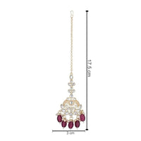Etnico Gold Plated Traditional Kundan & Pearl Maang Tikka For Women (T3020Wi)