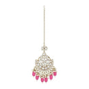 Etnico Gold Plated Traditional Kundan & Pearl Maang Tikka For Women (T3157(Pi)