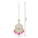 Etnico Gold Plated Traditional Kundan & Pearl Maang Tikka For Women (T3157(Pi)