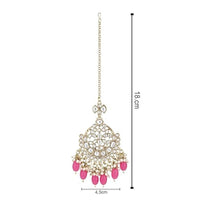 Etnico Gold Plated Traditional Kundan & Pearl Maang Tikka For Women (T3157(Pi)