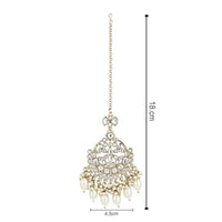 Etnico Gold Plated Traditional Kundan & Pearl Maang Tikka For Women (T3157W)