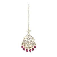 Etnico Gold Plated Traditional Kundan & Pearl Maang Tikka For Women (T3157Wi)