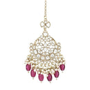 Etnico Gold Plated Traditional Kundan & Pearl Maang Tikka For Women (T3157Wi)