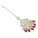 Etnico Gold Plated Traditional Kundan & Pearl Maang Tikka For Women (T3157Wi)
