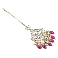 Etnico Gold Plated Traditional Kundan & Pearl Maang Tikka For Women (T3157Wi)