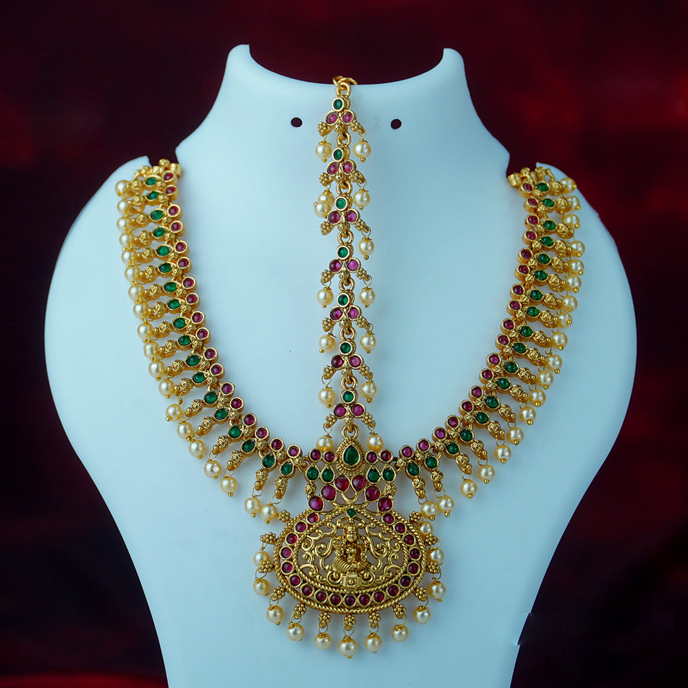 Diksha Collection Gold Plated Sheeshphool With Mangtikka