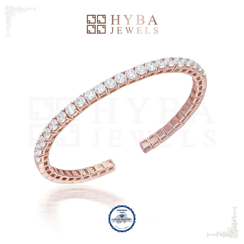 Solitaire Bangle In Rose Gold Finish By Hyba Jewels