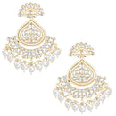Etnico Gold Plated Traditional Kundan & Pearl Chandbali Earrings With Maang Tikka Set For Women/Girls (TE3015W)
