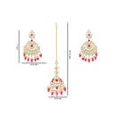 Etnico Gold Plated Traditional Kundan & Pearl Chandbali Earrings with Maang Tikka Set for Women/Girls (TE3019Q)