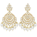 Etnico Gold Plated Traditional Kundan & Pearl Chandbali Earrings With Maang Tikka Set For Women/Girls (TE3020W)