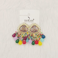 Dhwani Royal Austrian Stone Beads And Pearl Statement Dangler Earrings