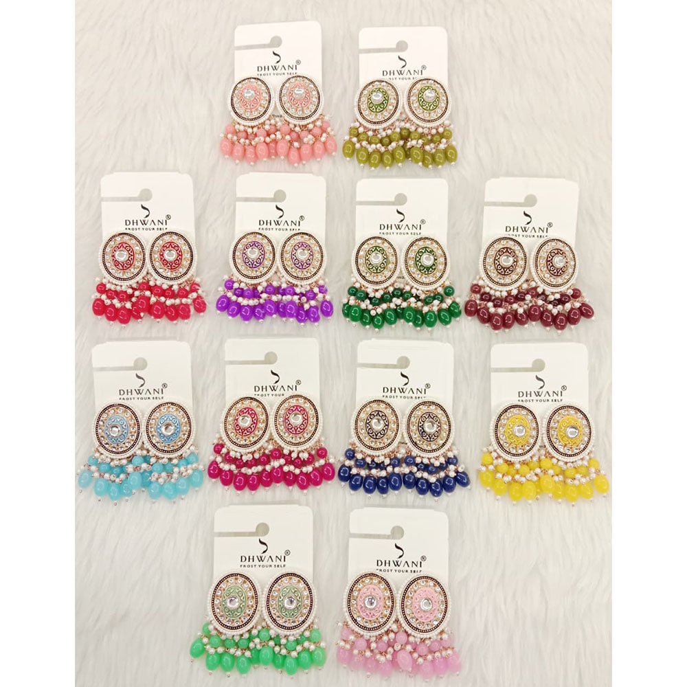 Dhwani Sparkling Crystal And Pearl Elegant Meenakari Dangler Earrings