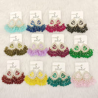 Dhwani Royal Austrian Stone Beads And Pearl Statement Dangler Earrings