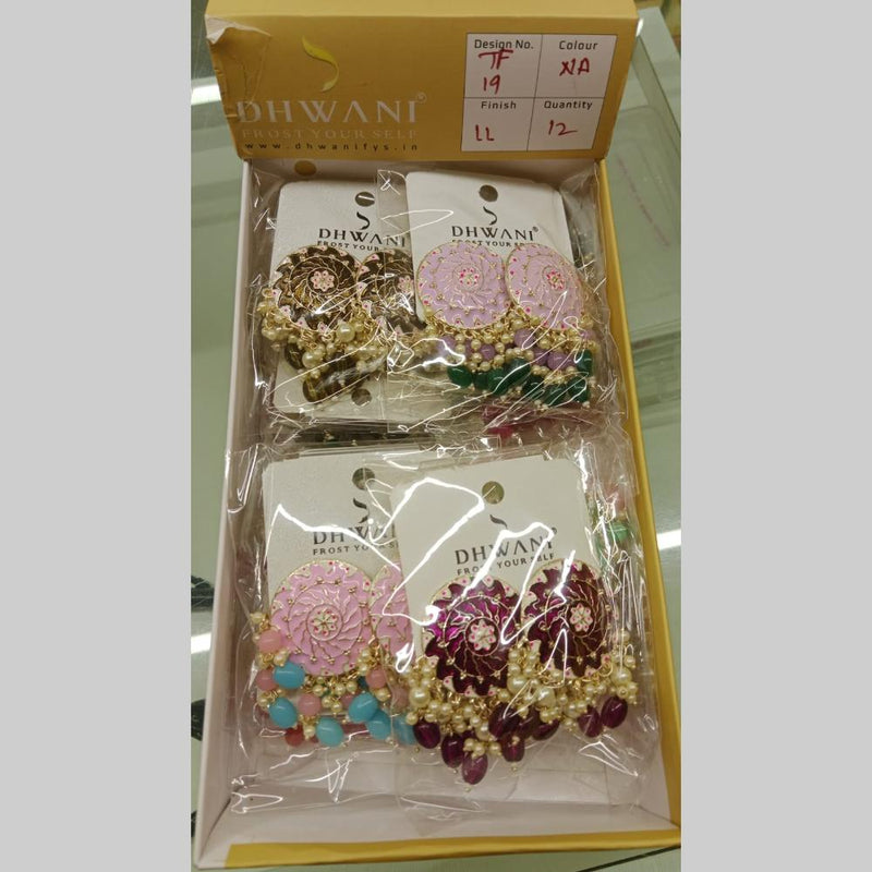 Dhwani Gold Plated Beads Meenakari Dangler Earrings  (Assorted Color)