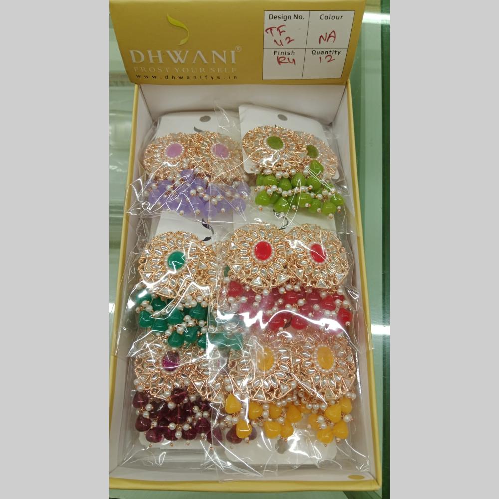 Dhwani Rose Gold Plated Kundan Stone And Beads Dangler Earrings  (Assorted Color)