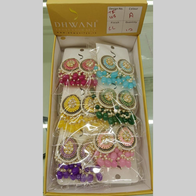 Dhwani Gold Plated Kundan Stone And Beads Dangler Earrings  (Assorted Color)