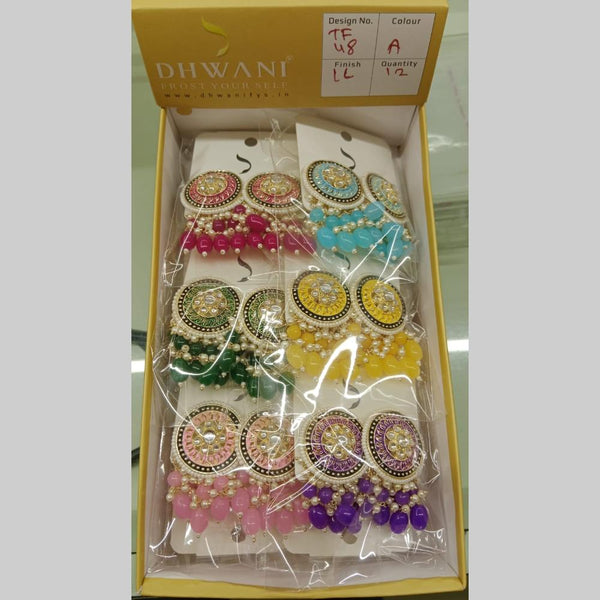 Dhwani Gold Plated Kundan Stone And Beads Dangler Earrings  (Assorted Color)