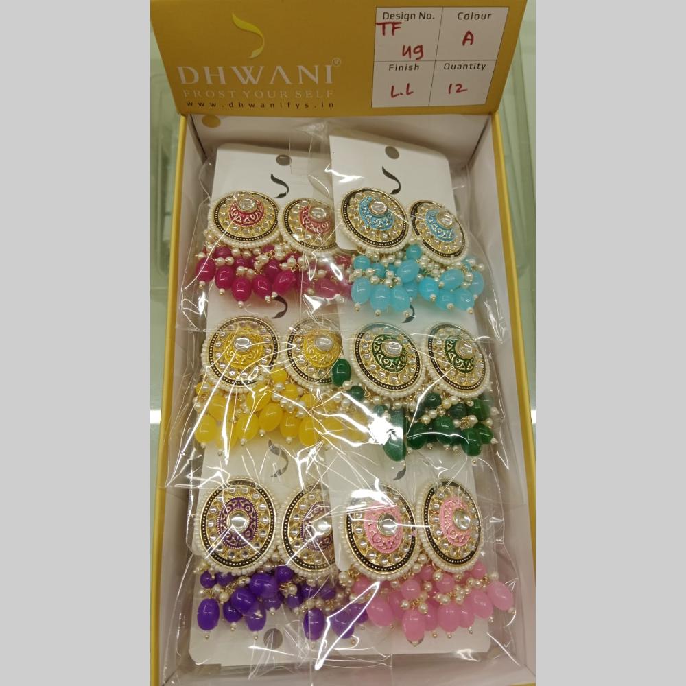 Dhwani Gold Plated Kundan Stone And Beads Dangler Earrings  (Assorted Color)