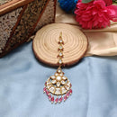 Arham Gold Plated Polki Kundan And Pearl Beads Maangtikka
