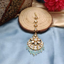 Arham Gold Plated Polki Kundan And Pearl Beads Maangtikka